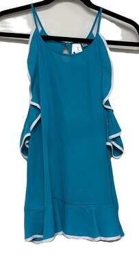 Society Girl Turquoise Off Shoulder Spaghetti Strap Blouse